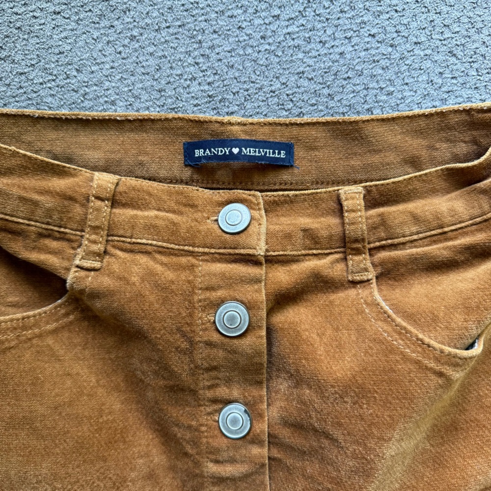 Brandy Melville Womens Corduroy Button Mini Skirt Size Small Brown Made in Italy - Picture 3 of 7